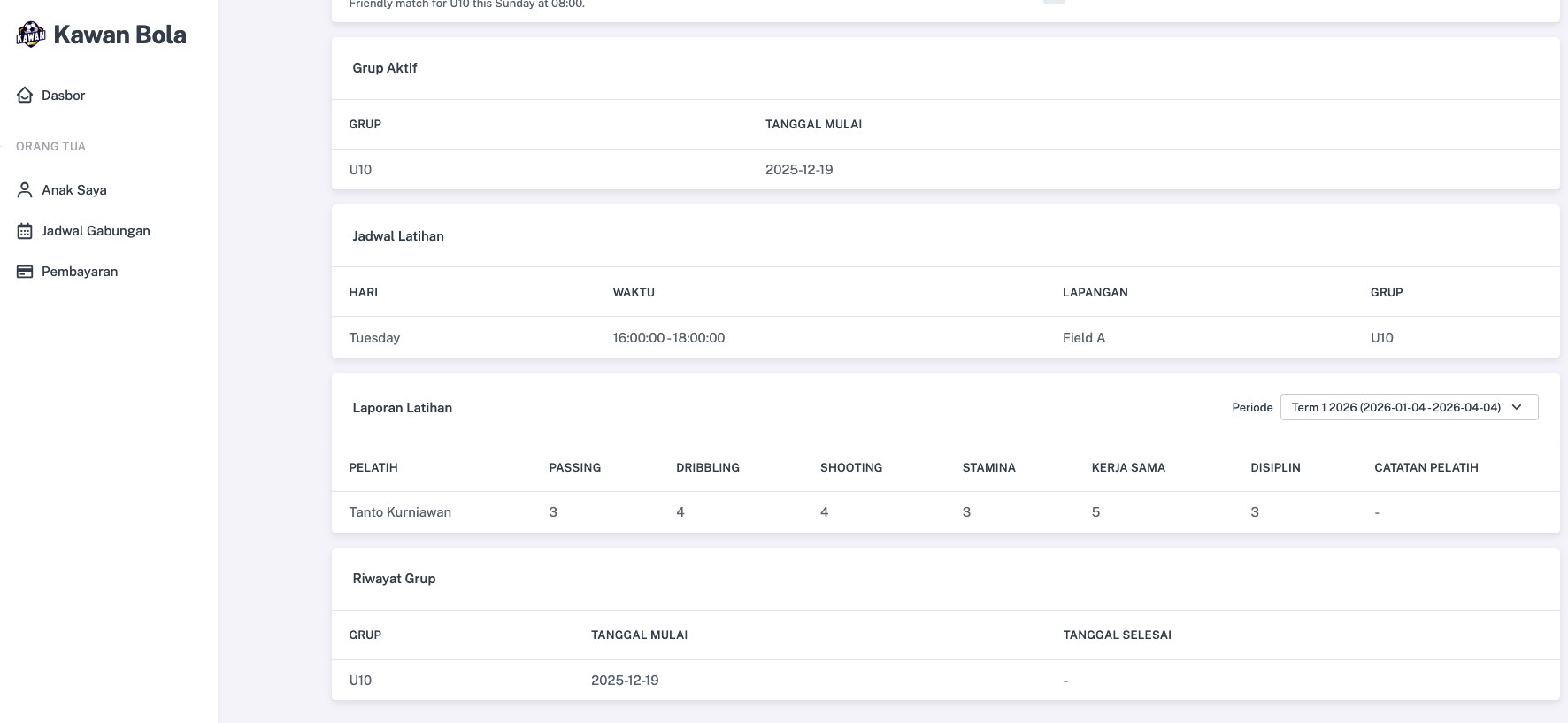 Parent-Student Report